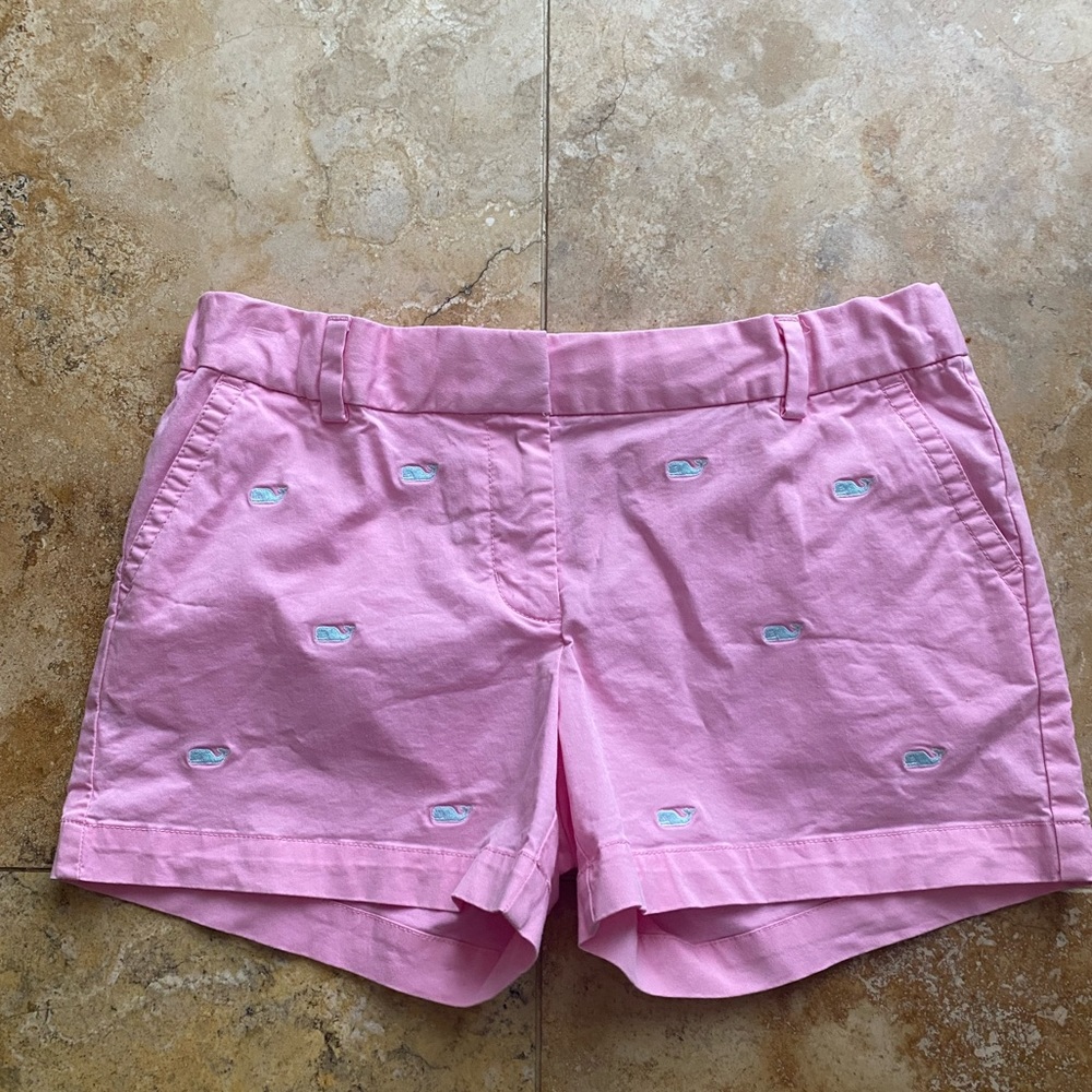 Vineyard vines pink whale cuffed shorts size 16 girls